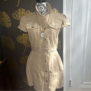 Zara Tan Denim Button Dress